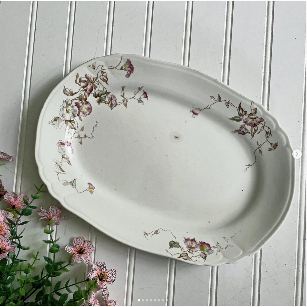 Vintage Royal Semi Porcelain Oval Platter Floral Design AJ Wilkinson England